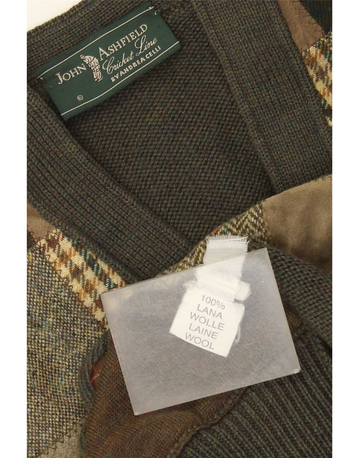 John Ashfield Mens Cricked Club Cardigan Sweater IT 48 Medium Green