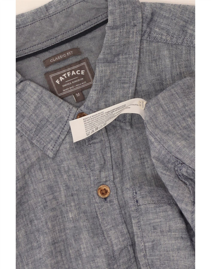 Fat Face Mens Short Sleeve Classic Fit Shirt Medium Blue Linen
