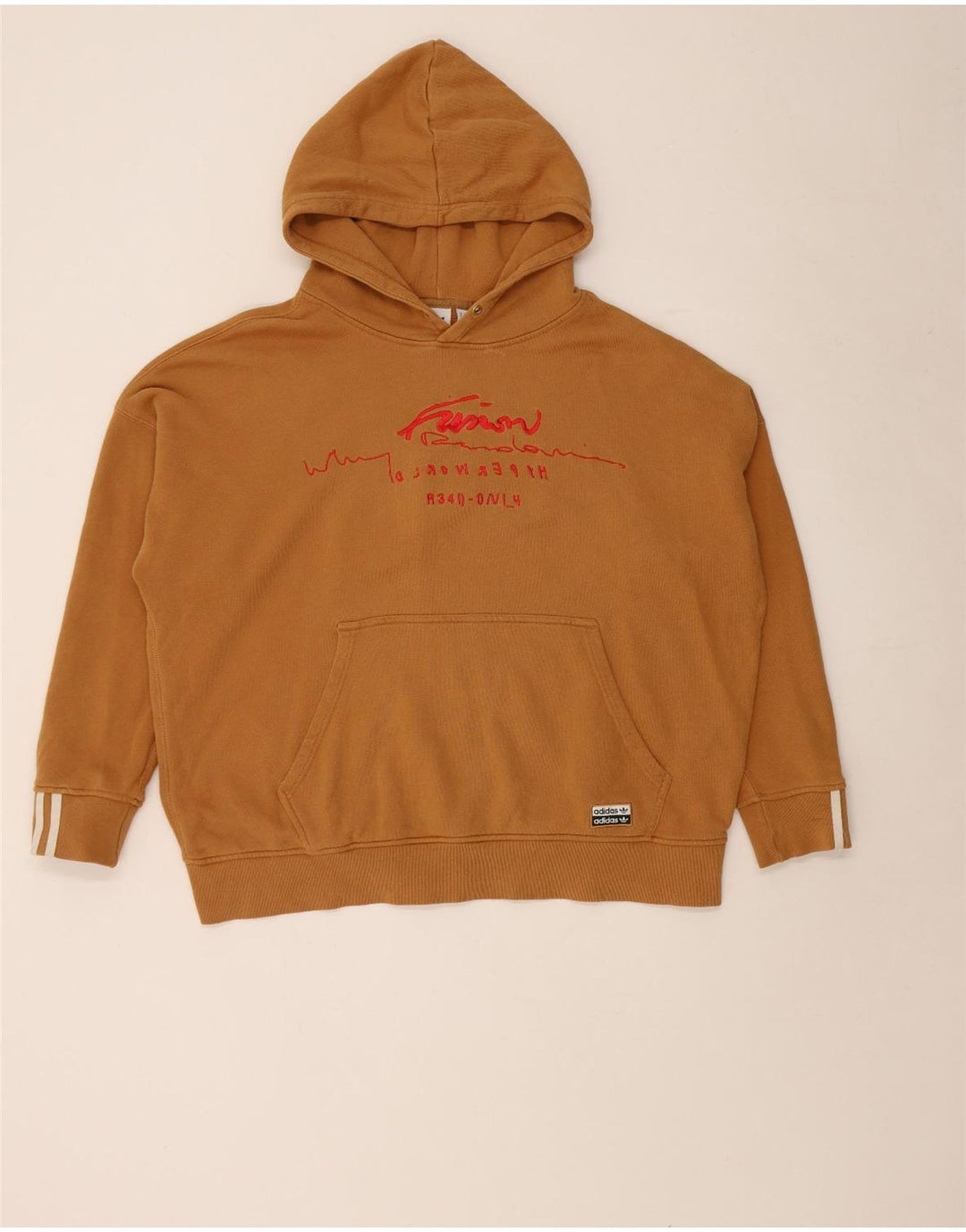 Adidas Womens Graphic Oversized Hoodie Jumper UK 20 2XL Brown