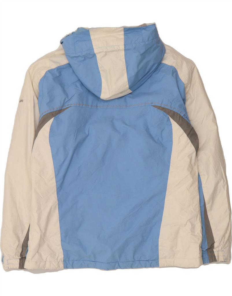 COLUMBIA Womens Hooded Windbreaker Jacket UK 16 Large Blue Colourblock Vintage Columbia and Second-Hand Columbia from Messina Hembry 