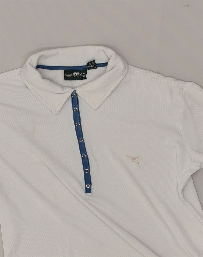 CHERVO Womens Polo Shirt UK 12 Medium  White | Vintage Chervo | Thrift | Second-Hand Chervo | Used Clothing | Messina Hembry 