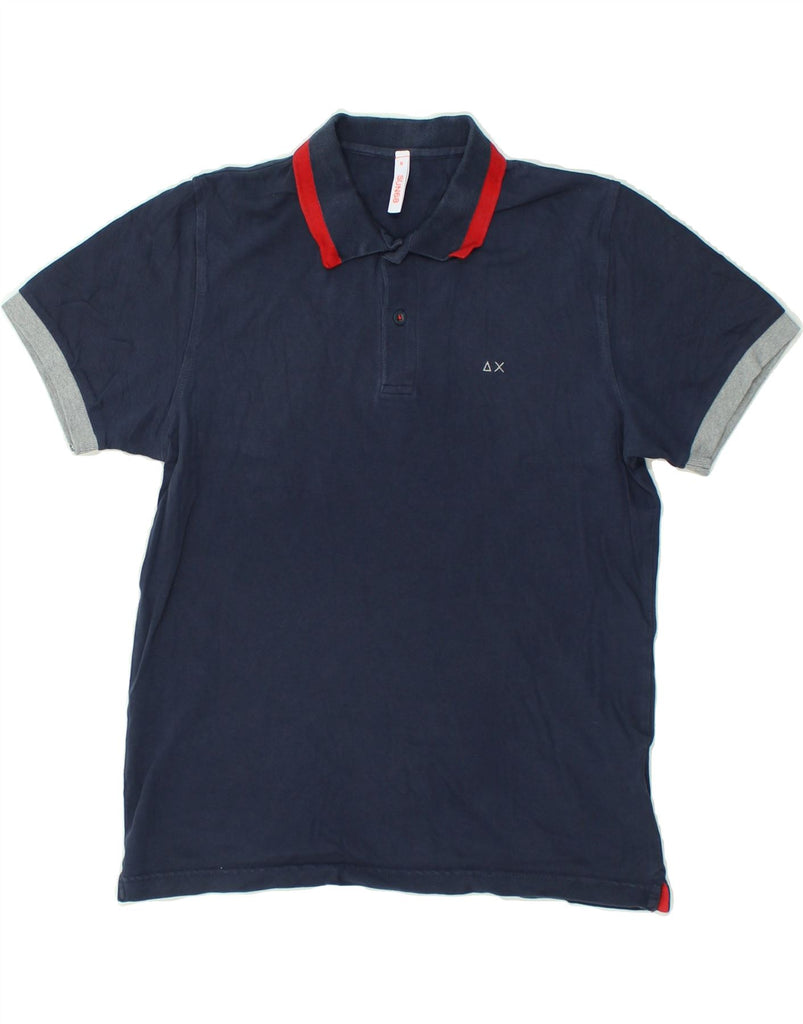 SUN68 Mens Polo Shirt Medium Navy Blue Cotton | Vintage Sun68 | Thrift | Second-Hand Sun68 | Used Clothing | Messina Hembry 