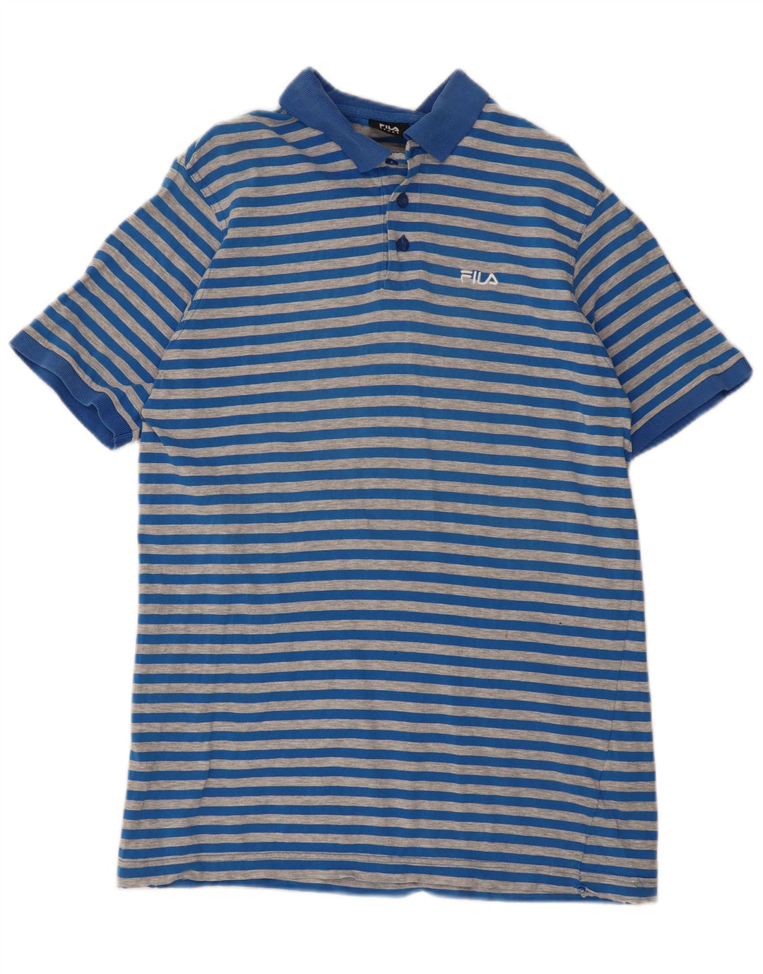 Fila Mens Polo Shirt Large Blue Striped Cotton