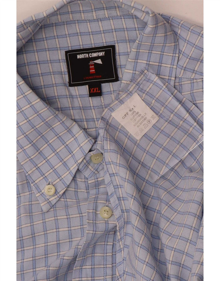 Vintage Mens Shirt 2XL Blue Check Cotton