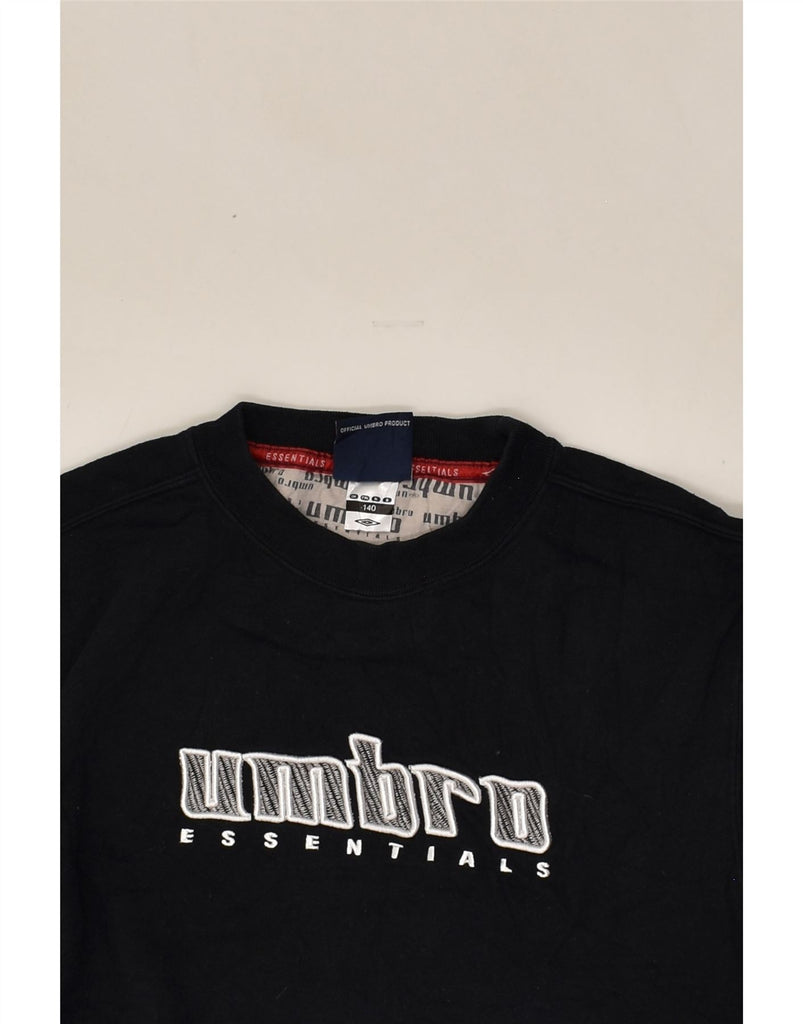 UMBRO Boys Graphic Sweatshirt Jumper 9-10 Years Black Cotton | Vintage Umbro | Thrift | Second-Hand Umbro | Used Clothing | Messina Hembry 