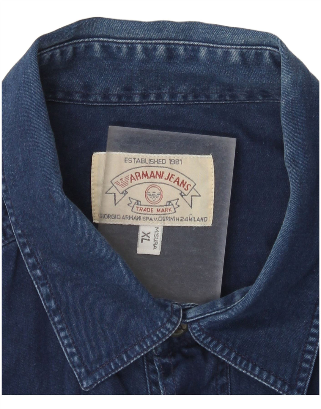 Armani Jeans Mens Denim Shirt XL Navy Blue