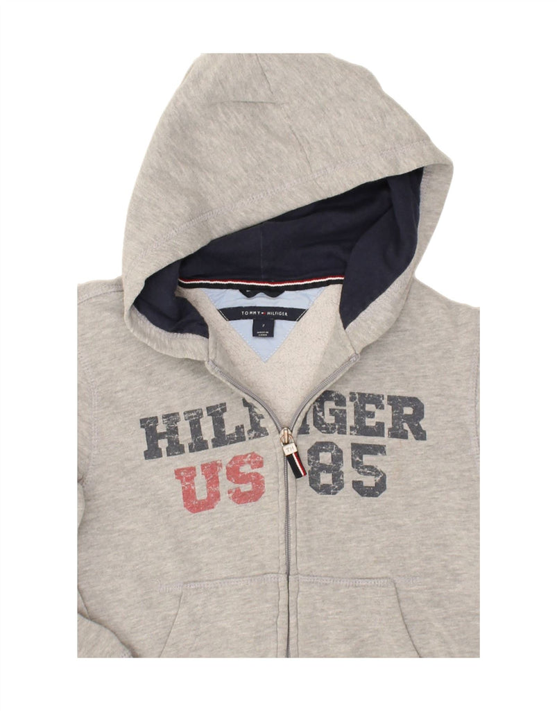 TOMMY HILFIGER Boys Graphic Zip Hoodie Sweater 6-7 Years Grey Cotton | Vintage Tommy Hilfiger | Thrift | Second-Hand Tommy Hilfiger | Used Clothing | Messina Hembry 