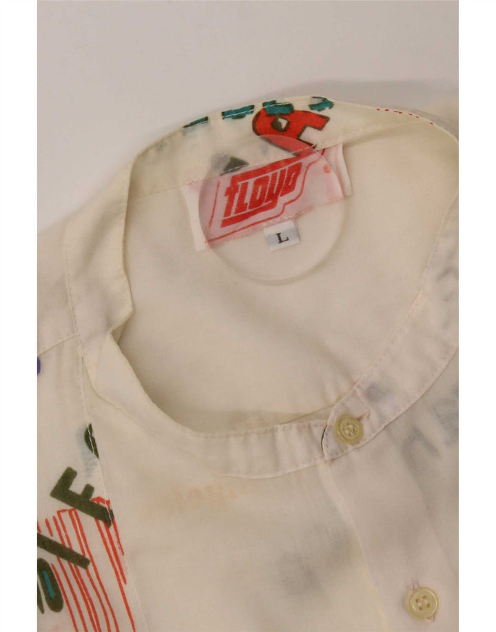 Vintage Mens California Graphic Short Sleeve Shirt Large White