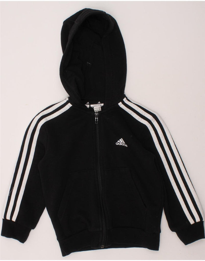 ADIDAS Boys Zip Hoodie Sweater 3-4 Years Black Cotton Vintage Adidas and Second-Hand Adidas from Messina Hembry 