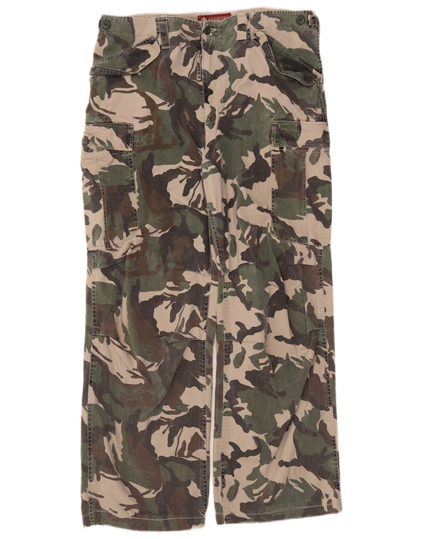 Bromfield Mens Straight Cargo Trousers IT 52 XL W36 L28 Khaki Camouflage