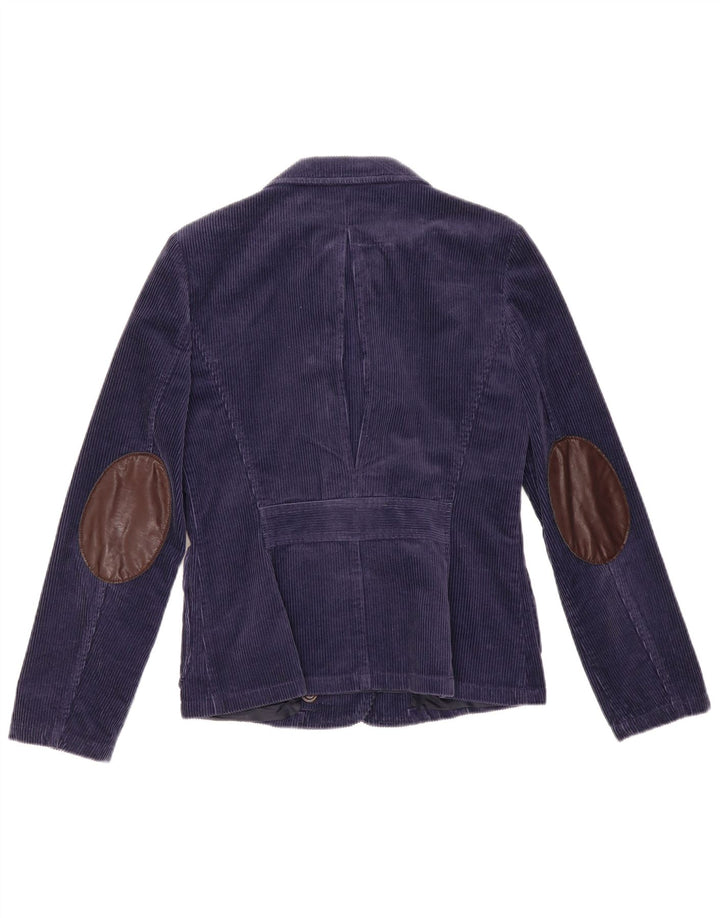 Benetton Womens 3 Button Corduroy Blazer Jacket IT 42 Medium Navy Blue