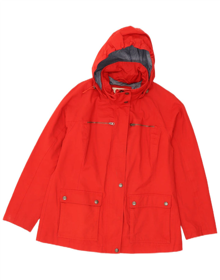 Fat Face Womens Hooded Rain Jacket UK 14 Large Red Cotton