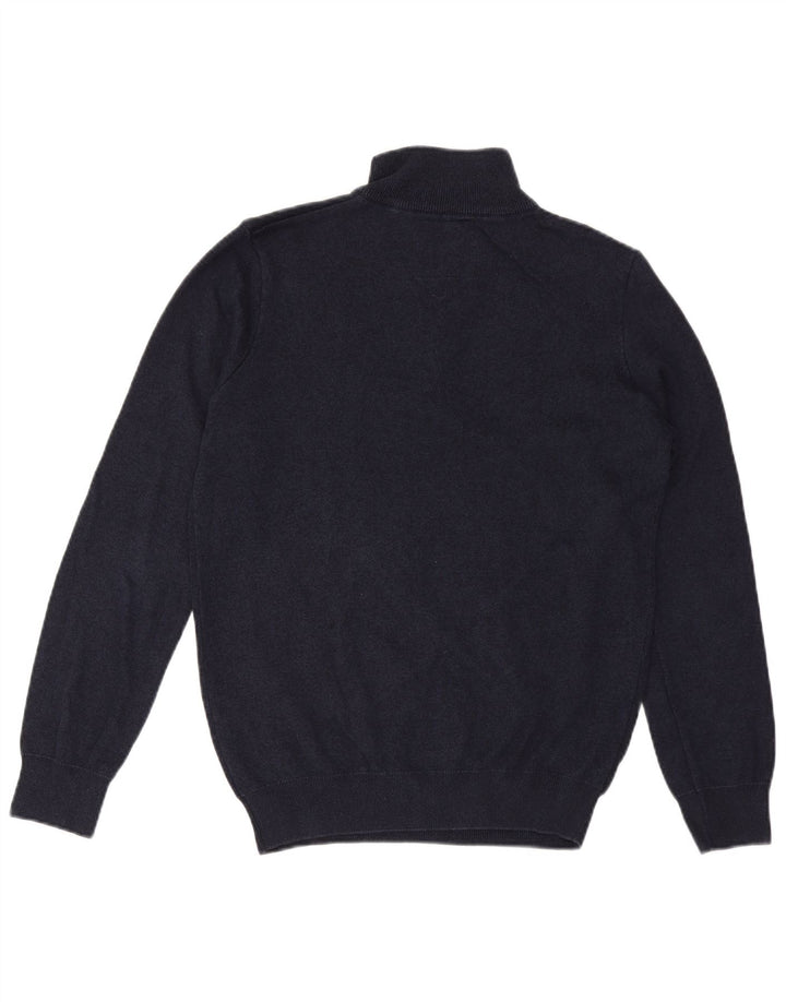Superdry Mens Zip Neck Jumper Sweater Large Navy Blue Cotton