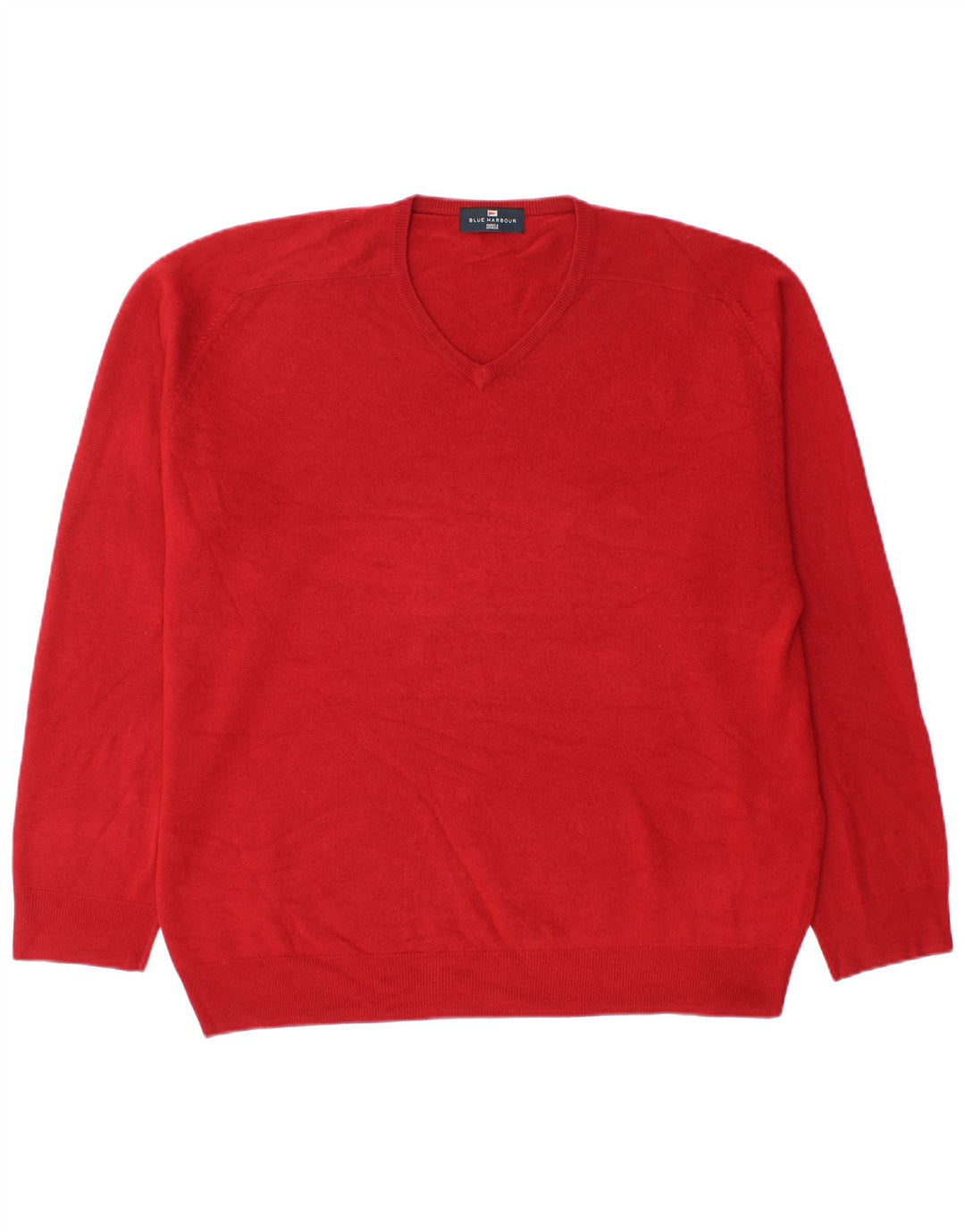 Marks & Spencer Mens Blue Harbour V-Neck Jumper Sweater XL Red Acrylic