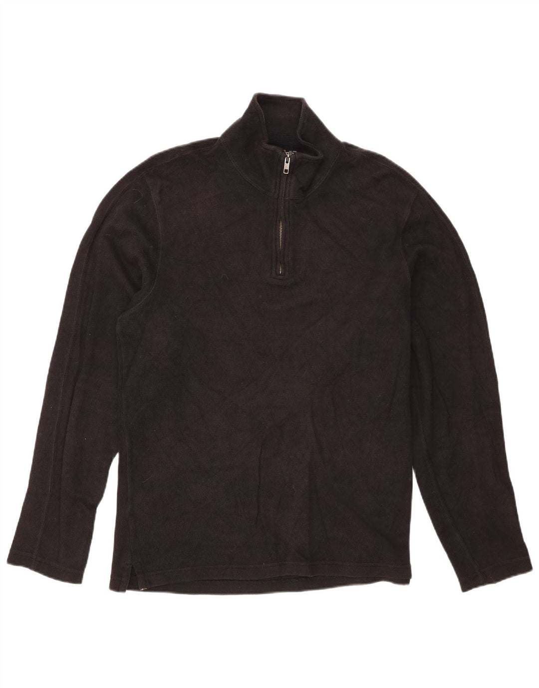 Eddie Bauer Mens Zip Neck Jumper Sweater Medium Black Cotton