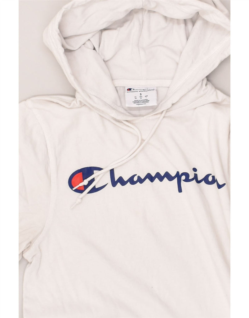 CHAMPION Mens Graphic Hoodie Jumper Small White | Vintage Champion | Thrift | Second-Hand Champion | Used Clothing | Messina Hembry 