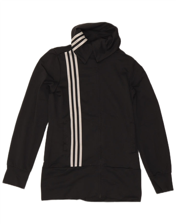 Adidas Womens Tracksuit Top Jacket UK 10 Small Black Polyester