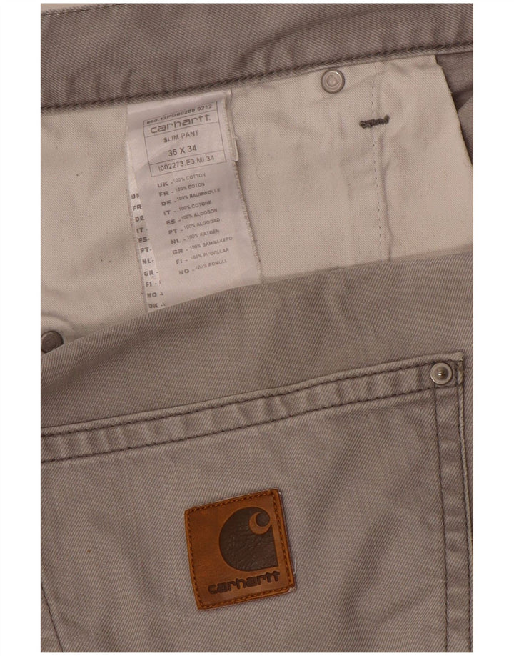 CARHARTT Mens Slim Casual Trousers W36 L34 Grey Cotton