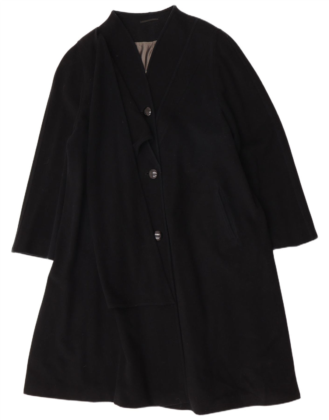 LADY H. Womens Oversized Overcoat IT 49 XL Black Lambswool