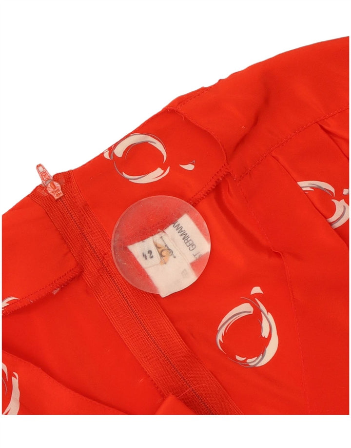 Vintage Womens Abstract Pattern 3/4 Sleeve Maxi Dress EU 42 Large Red