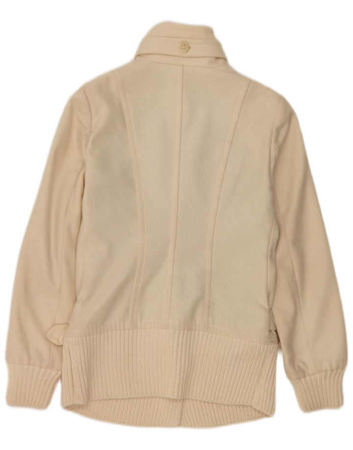 Benetton Womens Bomber Jacket IT 38 XS Off White Wool