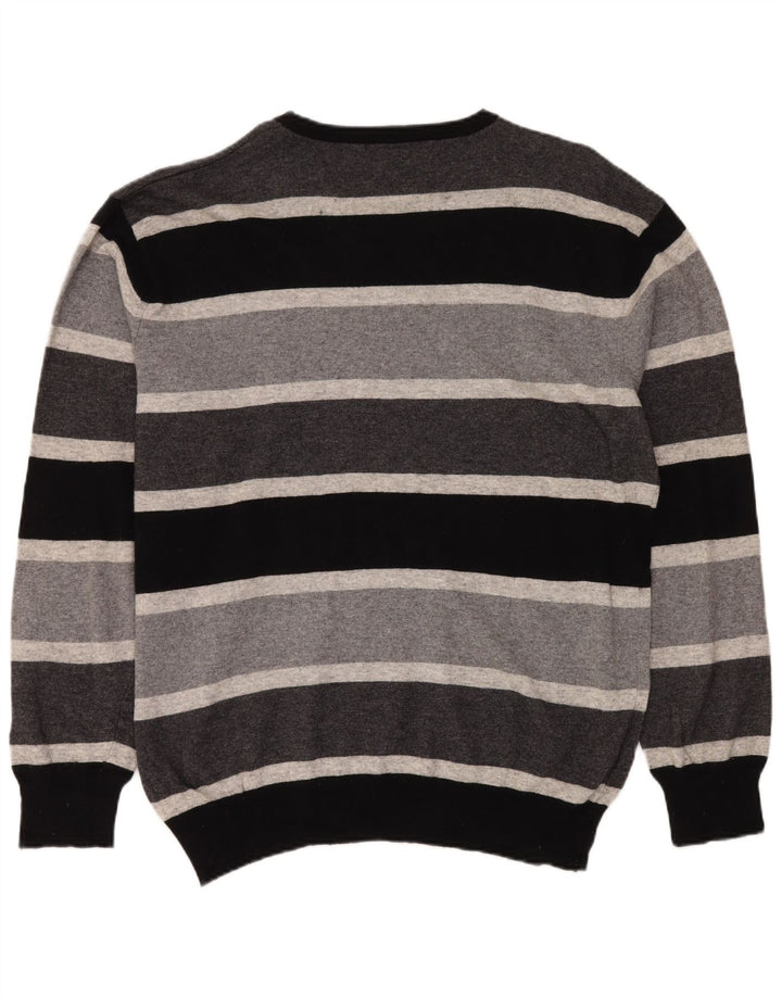 KAPPA Mens Crew Neck Jumper Sweater 3XL Grey Striped Cashmere