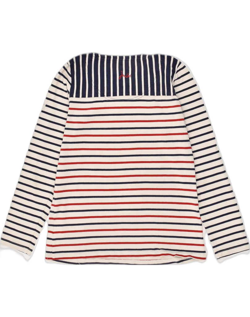 JOULES Womens Top Long Sleeve UK 10 Small White Striped Cotton | Vintage Joules | Thrift | Second-Hand Joules | Used Clothing | Messina Hembry 