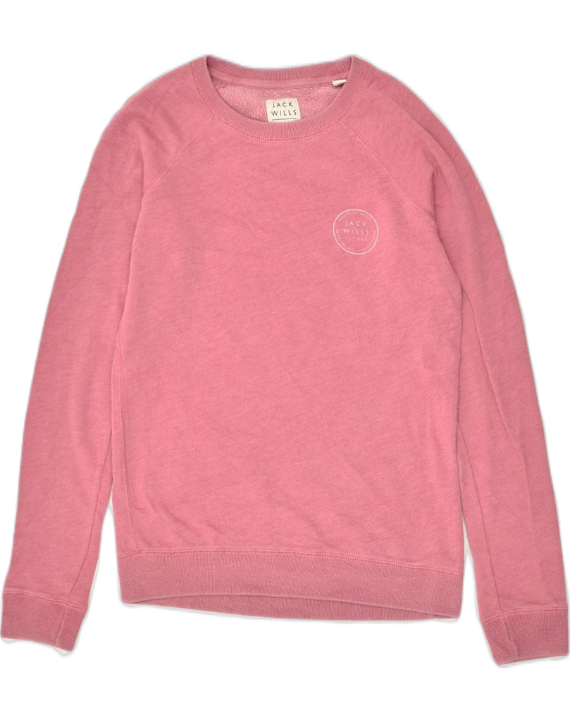 JACK WILLS Womens Sweatshirt Jumper UK 6 XS Pink Cotton | Vintage Jack Wills | Thrift | Second-Hand Jack Wills | Used Clothing | Messina Hembry 