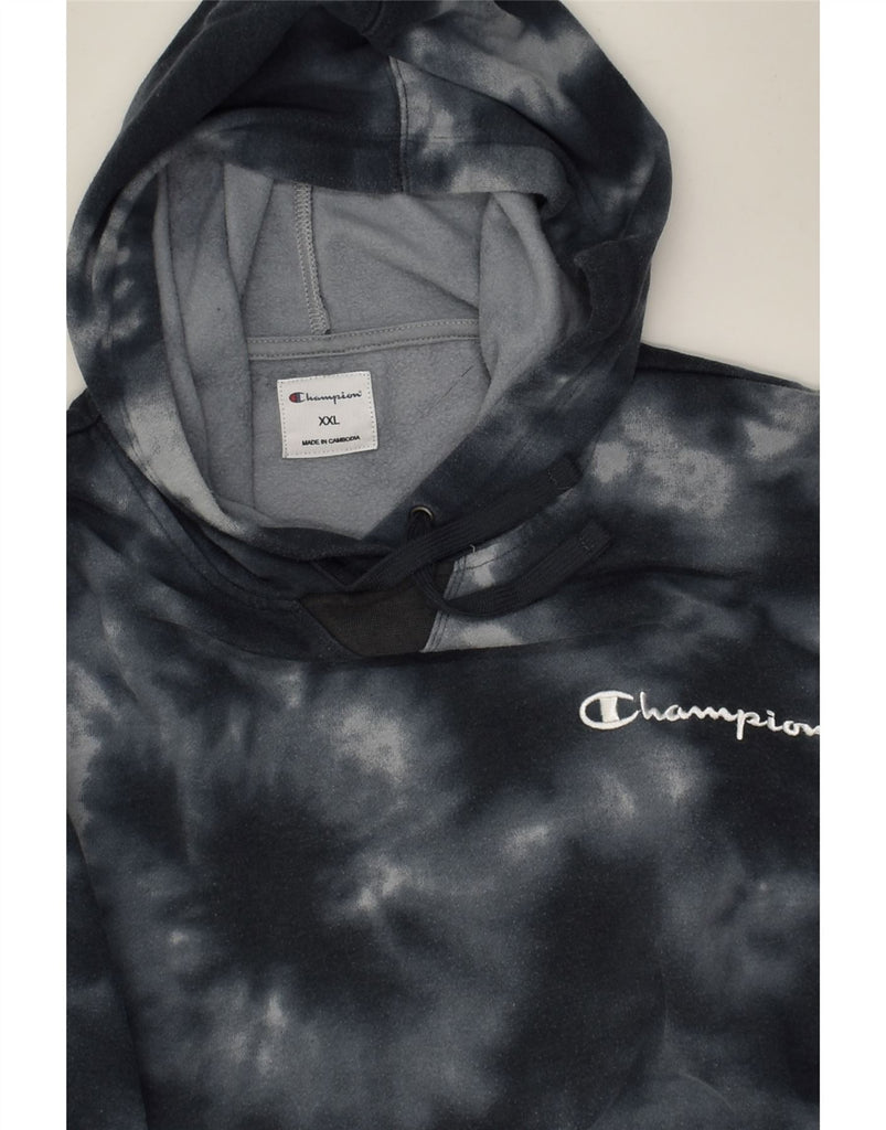 CHAMPION Womens Hoodie Jumper UK 20 2XL Navy Blue Tie Dye Cotton | Vintage Champion | Thrift | Second-Hand Champion | Used Clothing | Messina Hembry 