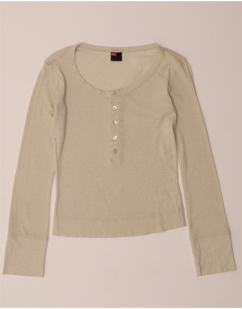 DIESEL Womens Crop Top Long Sleeve UK 10 Small White Cotton Vintage Diesel and Second-Hand Diesel from Messina Hembry 