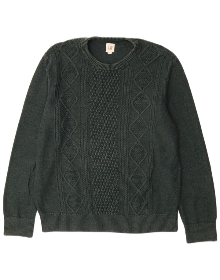 Gap Mens Crew Neck Jumper Sweater Large Green Cotton
