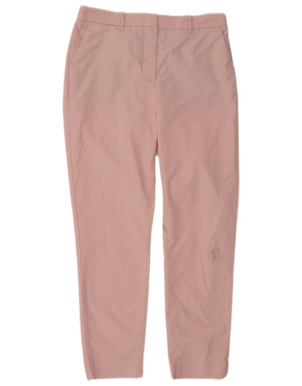 Marks & Spencer Womens High Waist Chino Trousers UK 12 Medium W30 L30 Pink