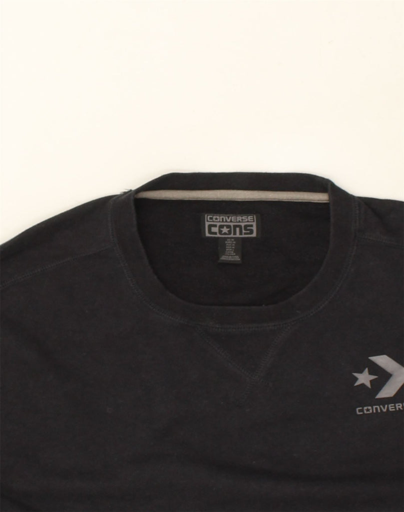 CONVERSE Mens Sweatshirt Jumper Medium Black Cotton | Vintage Converse | Thrift | Second-Hand Converse | Used Clothing | Messina Hembry 