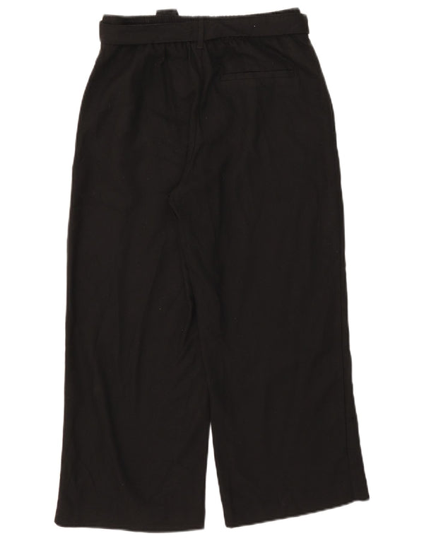 Zara Womens Trafaluc Wide Leg Cropped Trousers XS W24 L22 Black