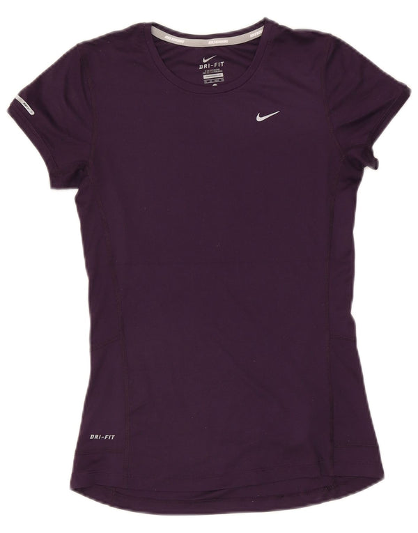 Nike Womens Dri Fit T-Shirt Top UK 6 XS Purple Polyester