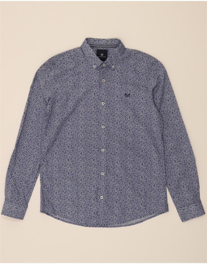 CREW CLOTHING Mens Abstract Pattern Slim Fit Shirt Medium Blue Cotton Vintage Crew Clothing and Second-Hand Crew Clothing from Messina Hembry 