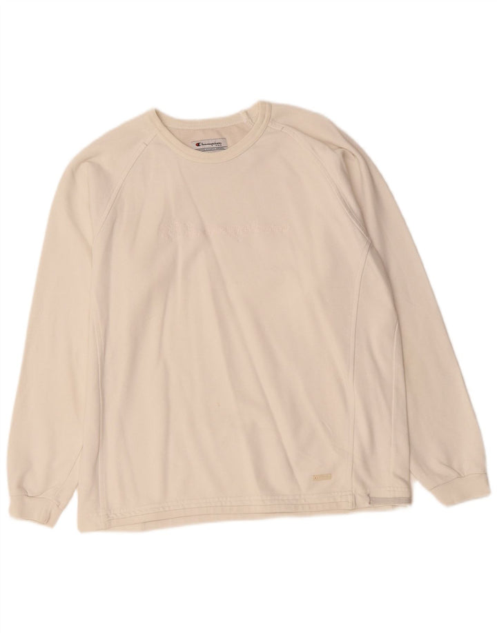Champion Womens Graphic Oversized Sweatshirt Jumper UK 10 Small Off White