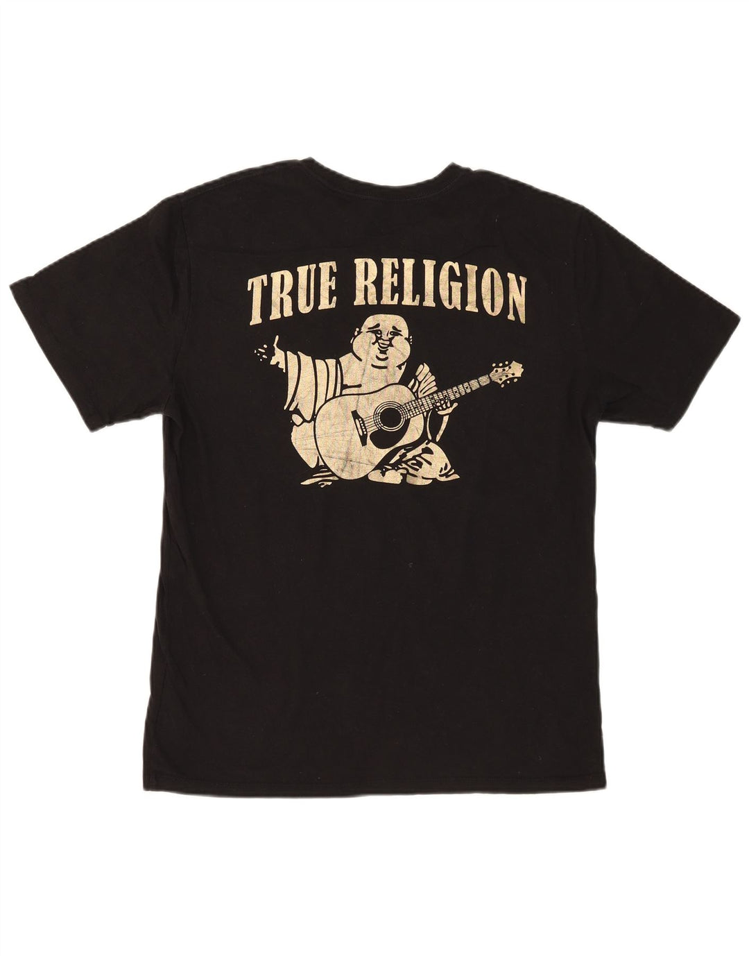 True Religion Mens Graphic T-Shirt Top Large Black Cotton