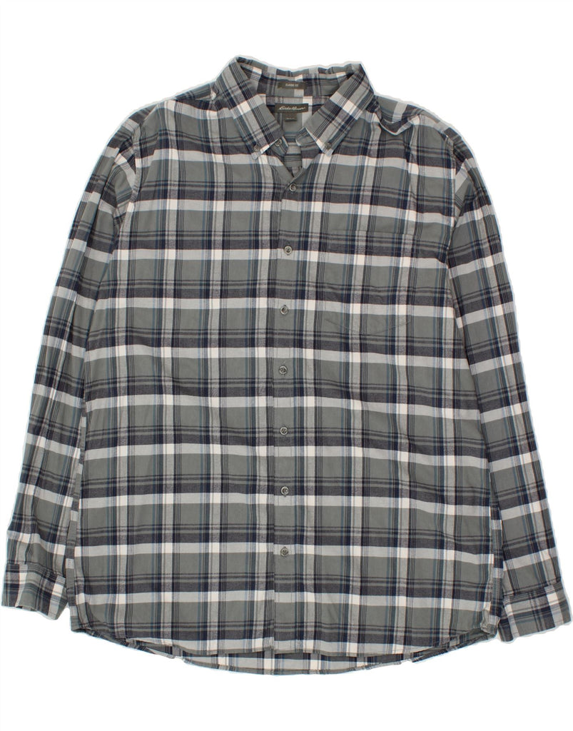 EDDIE BAUER Mens Classic Fit Shirt XL Grey Check Cotton Vintage Eddie Bauer and Second-Hand Eddie Bauer from Messina Hembry 
