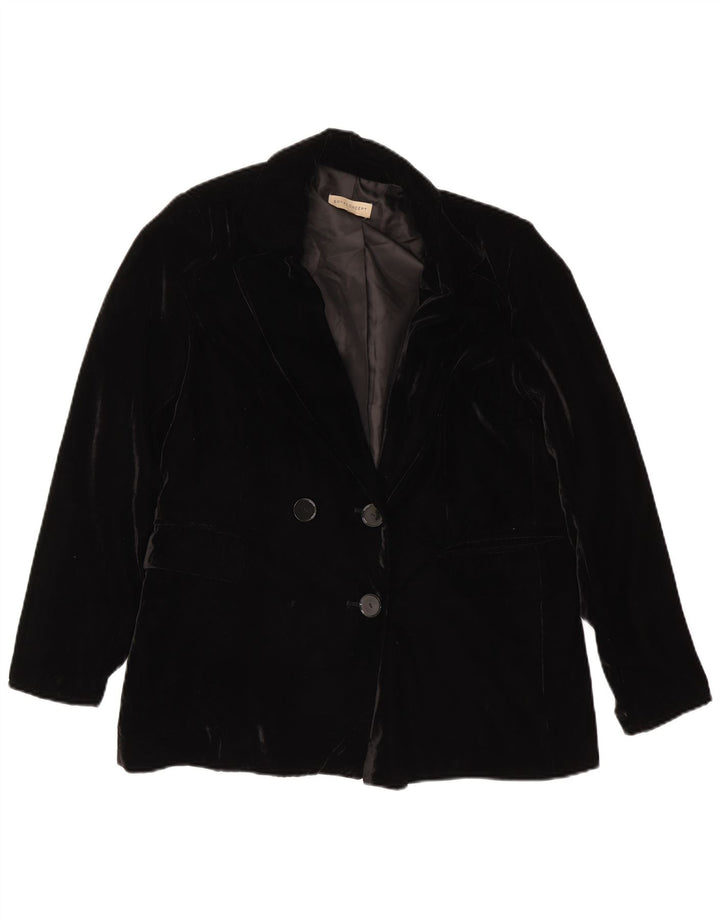 Vintage Womens Double Breasted Velvet Blazer Jacket EU 40 Medium Black