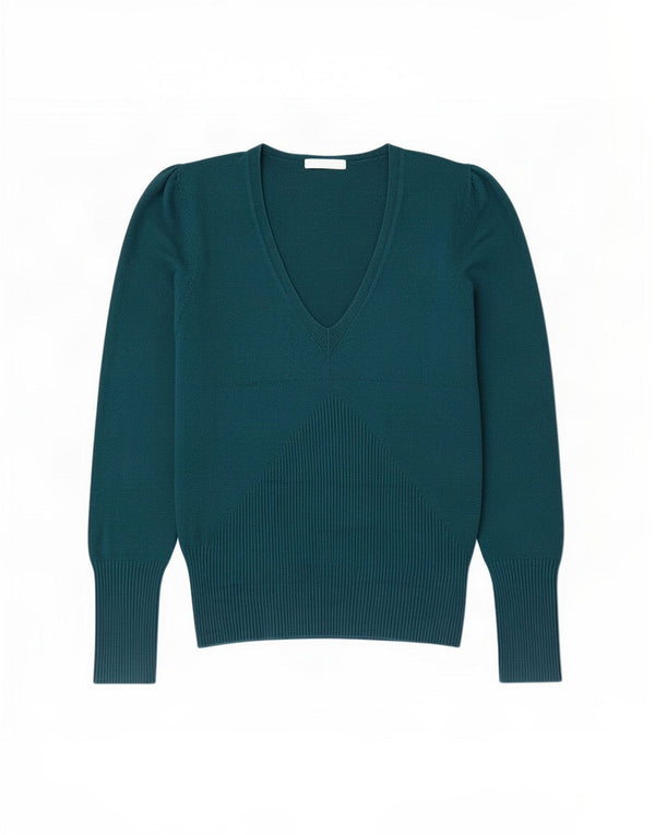 Marks & Spencer Womens V-Neck Jumper Sweater UK 16 Large Green Viscose