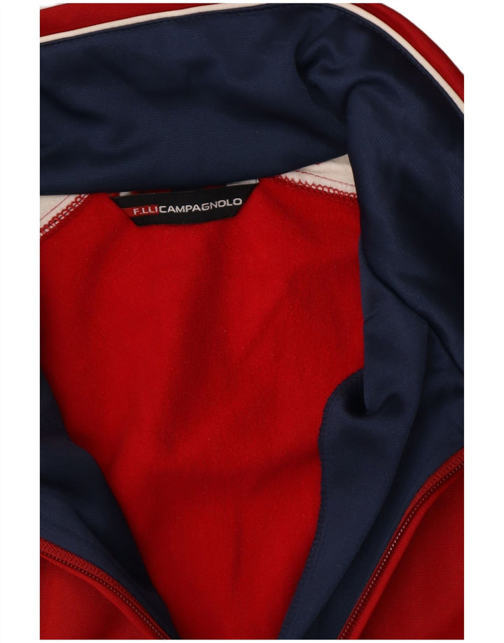 F.LLI Campagnolo Mens Tracksuit Top Jacket Medium Red Colourblock Polyester