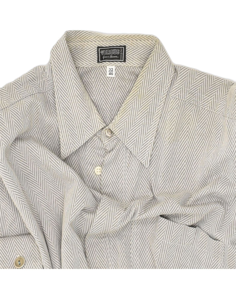 VINTAGE Mens Shirt Size 46 XL Grey Herringbone Cotton | Vintage Vintage | Thrift | Second-Hand Vintage | Used Clothing | Messina Hembry 