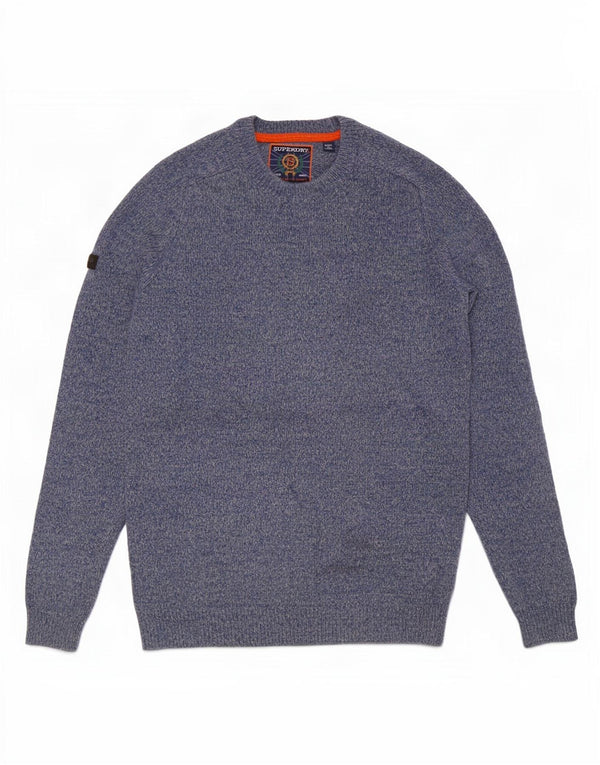 Superdry Mens Crew Neck Jumper Sweater Medium Blue Flecked Lambswool