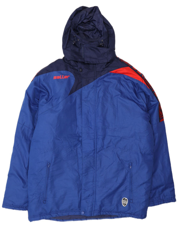 Saller Mens Graphic Hooded Ski Jacket UK 44 2XL Blue Colourblock Polyester