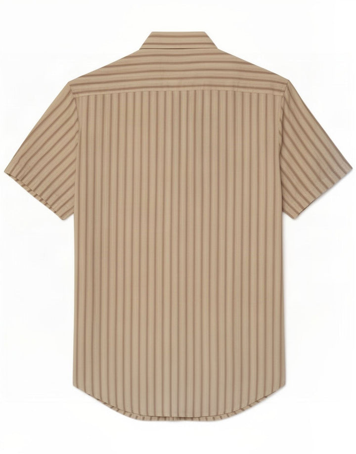 Benetton Mens Short Sleeve Shirt Small Beige Striped