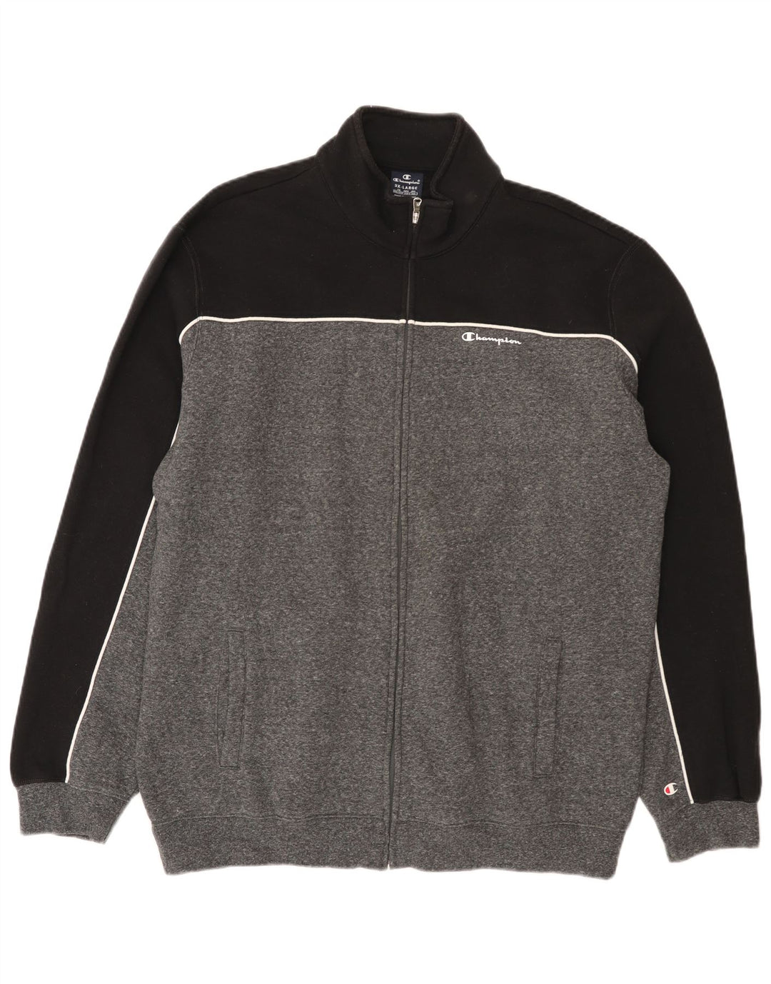 Champion Mens Tracksuit Top Jacket 3XL Grey Colourblock Cotton