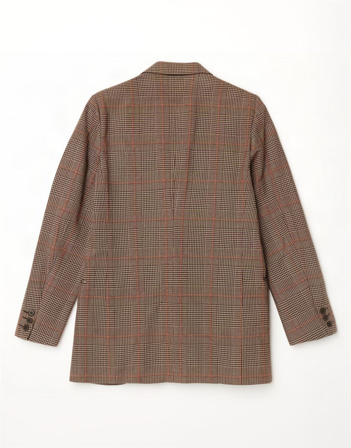Vintage Mens 3 Button Blazer Jacket UK 38 Medium Brown Houndstooth