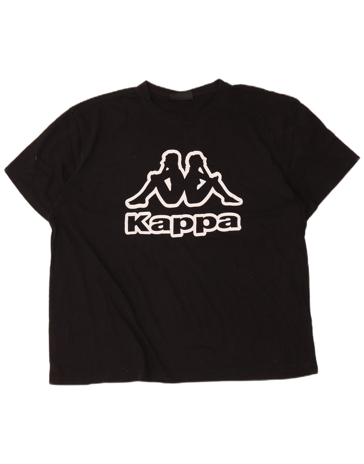 Kappa Mens Graphic T-Shirt Top 4XL Black Cotton