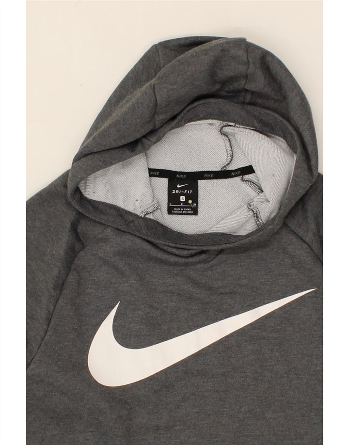 NIKE Mens Dri Fit Graphic Hoodie Jumper Small Grey Polyester Vintage Nike and Second-Hand Nike from Messina Hembry 